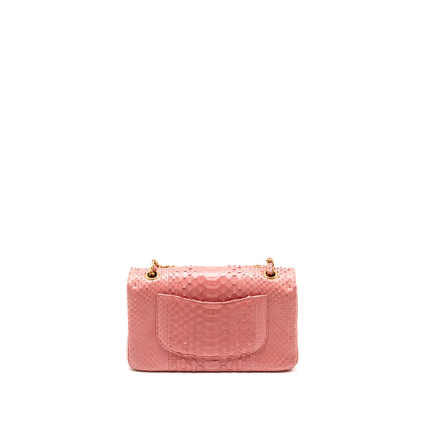 Chanel Medium Flap Bag with Detailed Charms Python Pink GHW