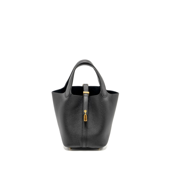 Hermes Picotin 18 Lock Bag Clemence Black GHW Stamp W
