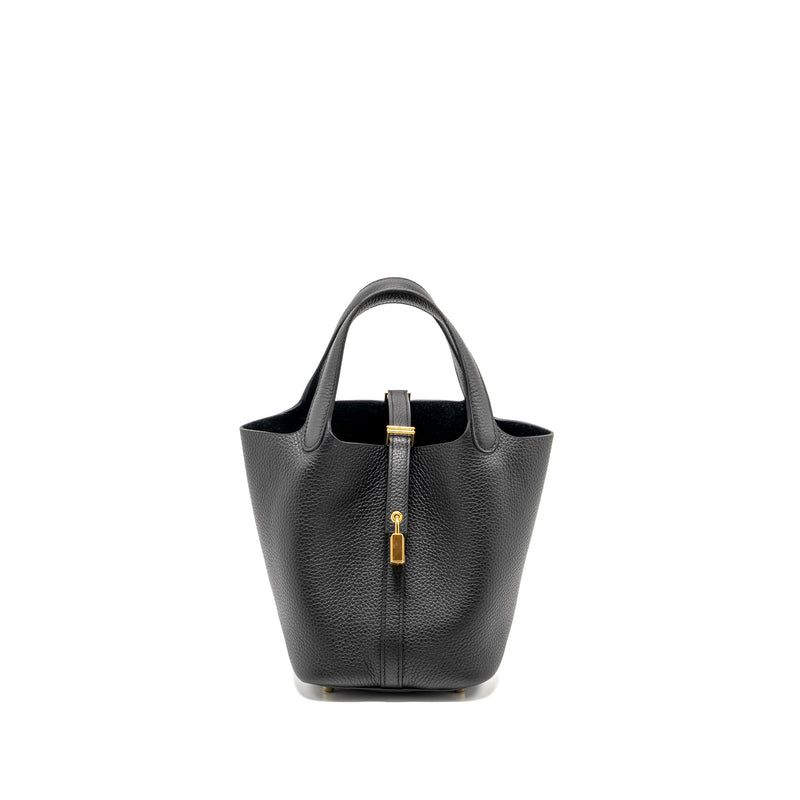 Hermes Picotin 18 Lock Bag Clemence Black GHW Stamp W