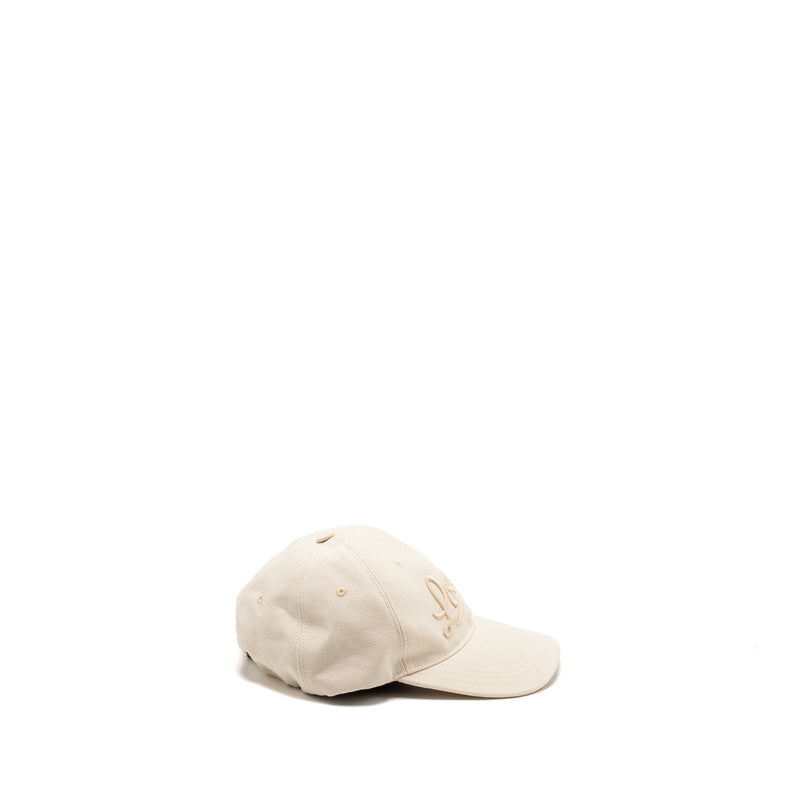 Loewe Size 57 Cap with Embroidered Logo Cotton Soft White