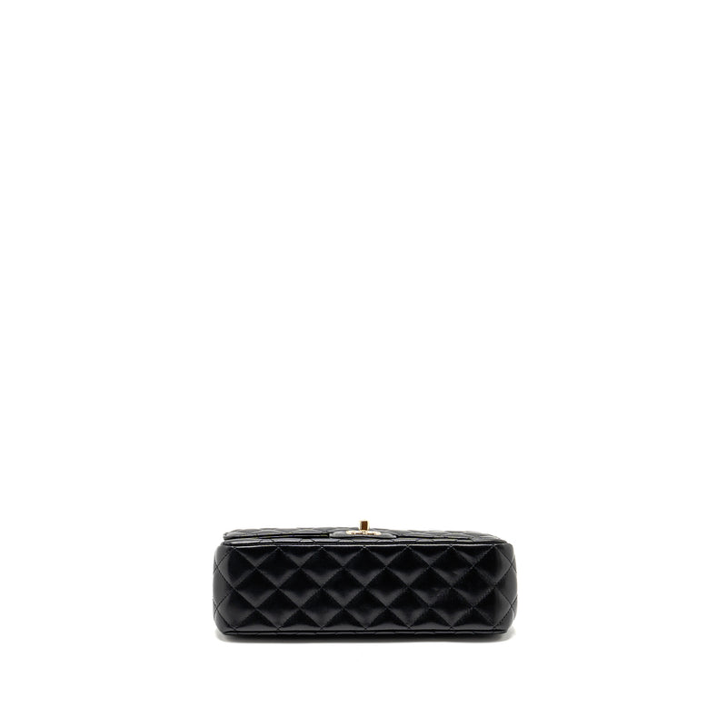 Chanel 23a Crystal Top Handle Flap Bag Shiny Lambskin Black LGHW(microchip)