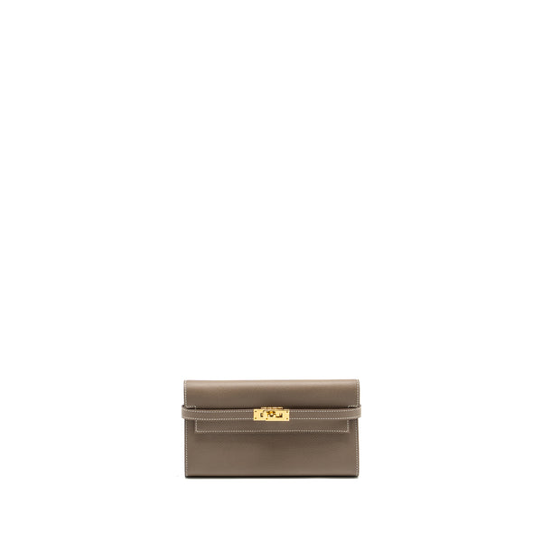 Hermes Kelly Long Wallet Epsom Etoupe GHW Stamp A