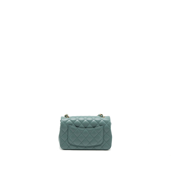 Chanel Classic Mini Rectangular Lambskin Light Green LGHW (Microchip)