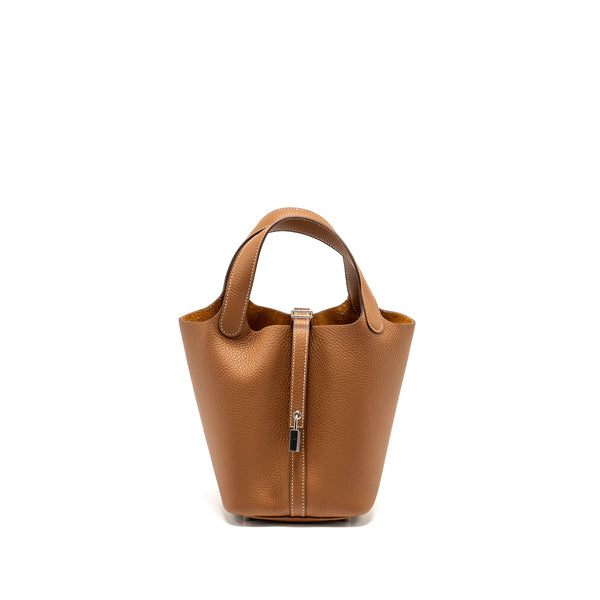 Hermes picotin 18 lock bag Clemence Gold SHW stamp B