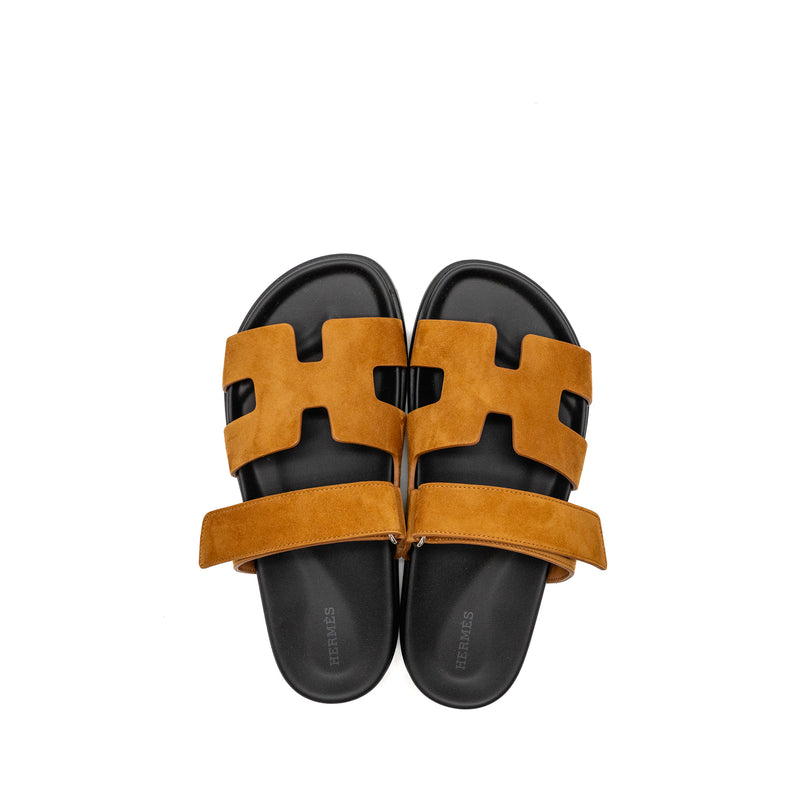 Hermes Size 39 Chypre Sandal Suede Goatskin Gold