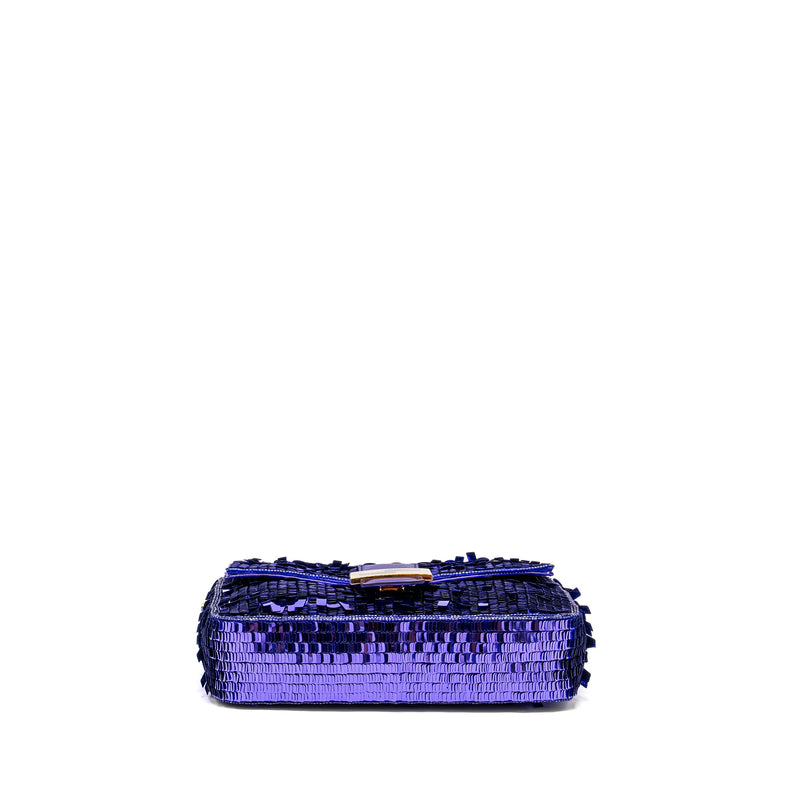 Fendi Baguette Bag Limited Edition Sequin/Leather Purple GHW
