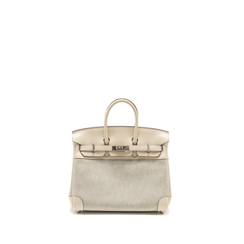 Hermes Birkin 25 Toile H/Swift Ecru-Amande/Nata SHW Stamp B