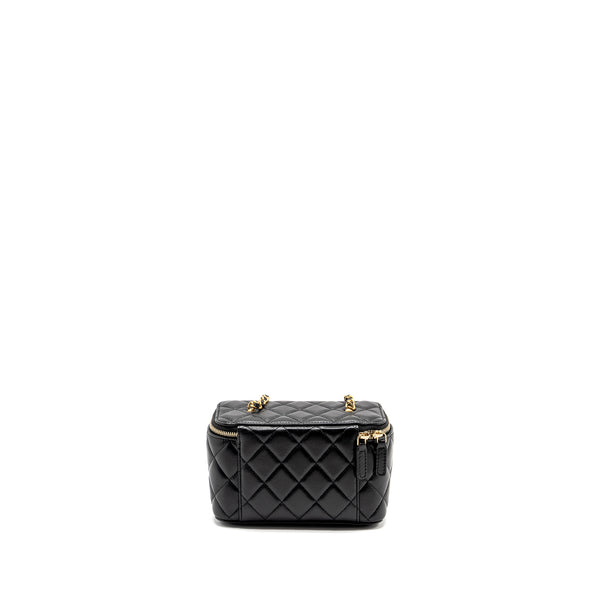 Chanel Pearl Crush Long Vanity Case Lambskin Black GHW (Microchip)