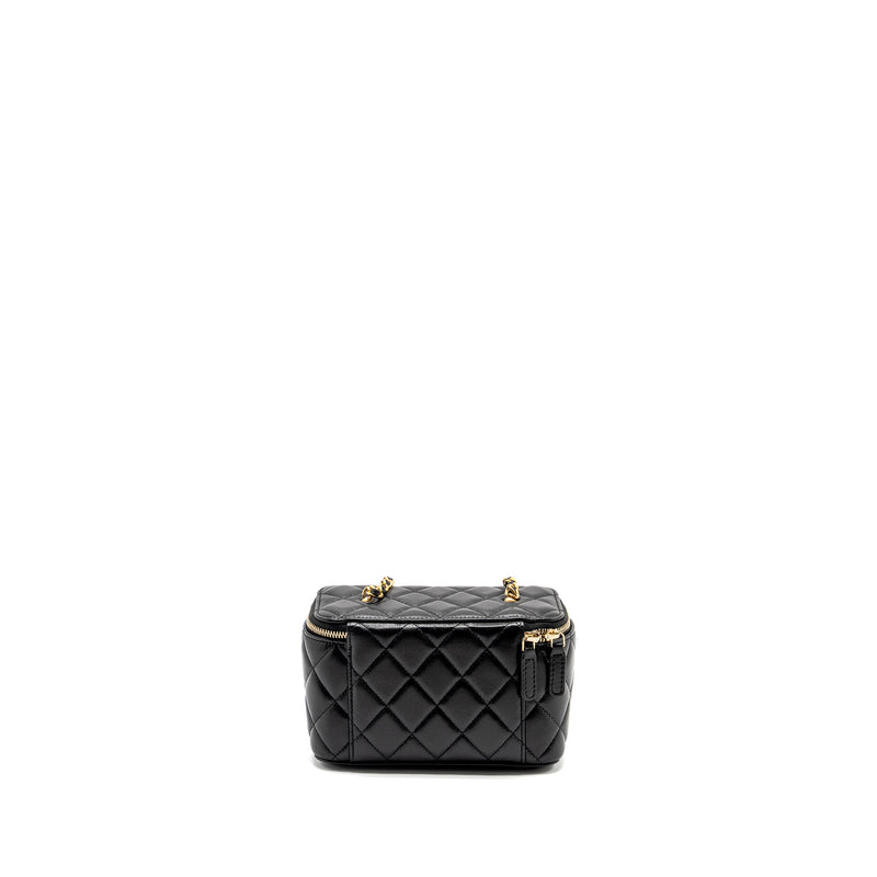 Chanel Pearl Crush Long Vanity Case Lambskin Black GHW (Microchip)