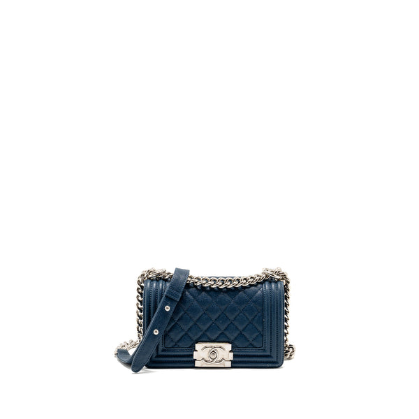 Chanel Small Boy Bag Caviar Navy SHW