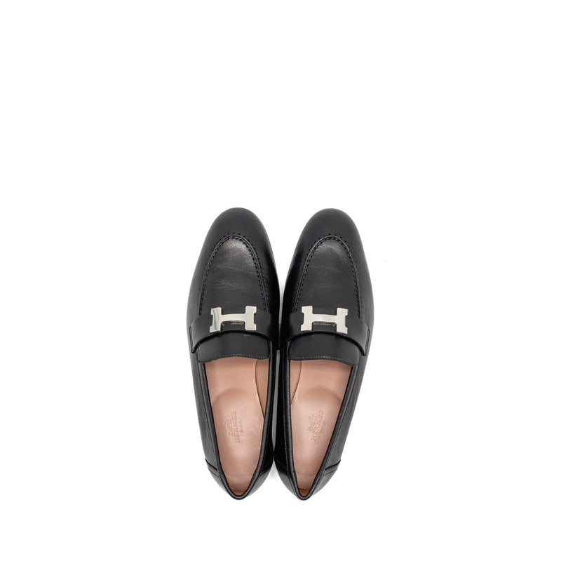 Hermes Size 38 Mocassin Paris Loafer Chevre Black SHW