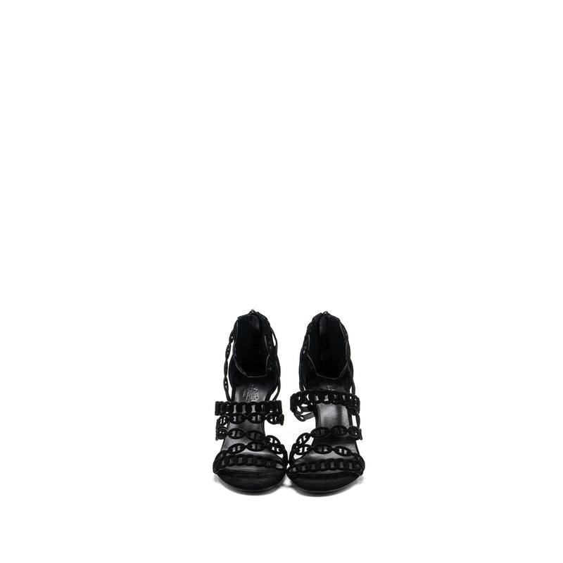 Hermes Size 36 Romy Sandals Suede Black