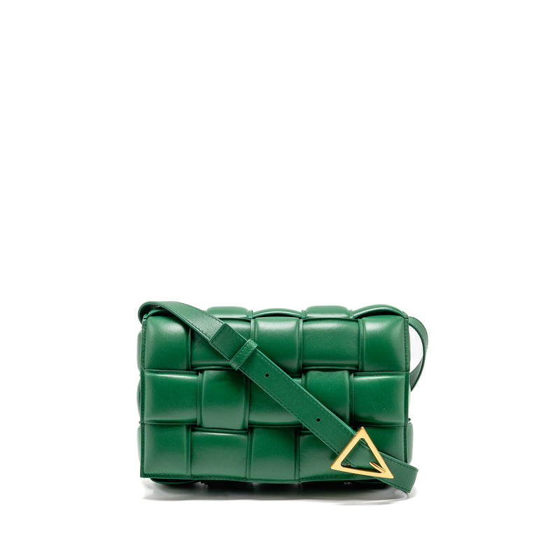 Bottega Veneta Padded Cassette Intreccio Nappa Lambskin Green GHW