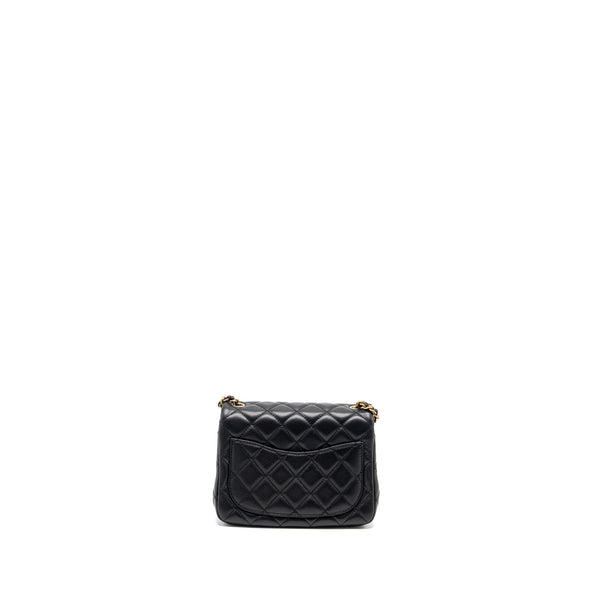 Chanel Pearl Crush Mini Square Flap Bag Lambskin Black GHW (Microchip)
