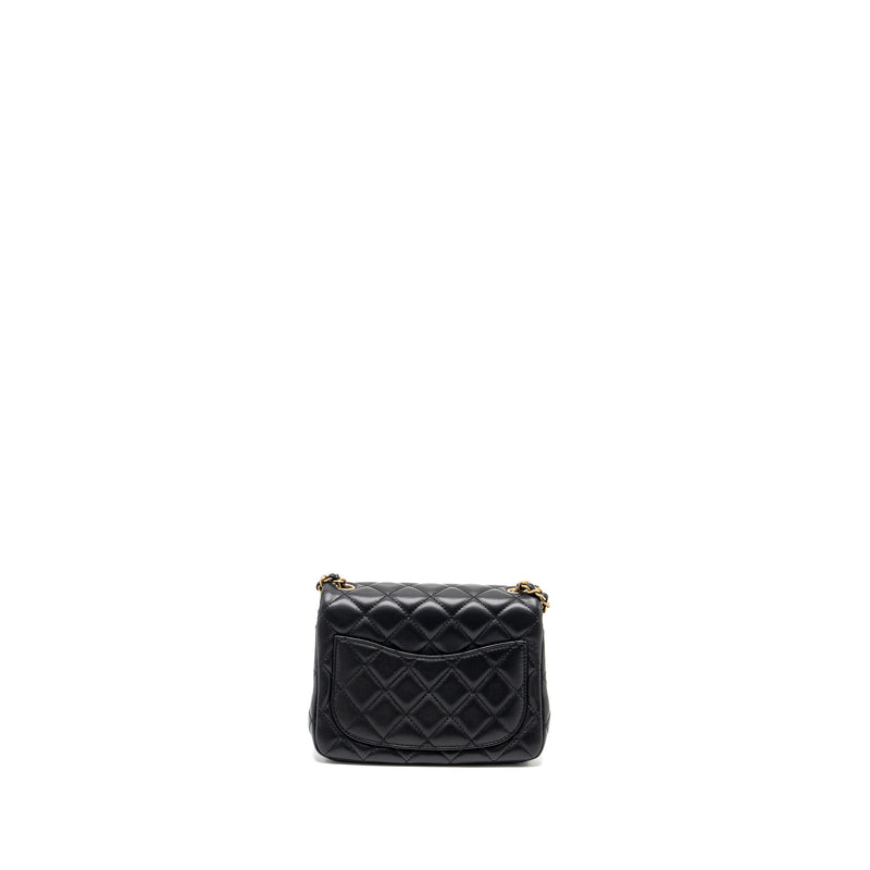 Chanel Pearl Crush Mini Square Flap Bag Lambskin Black GHW (Microchip)