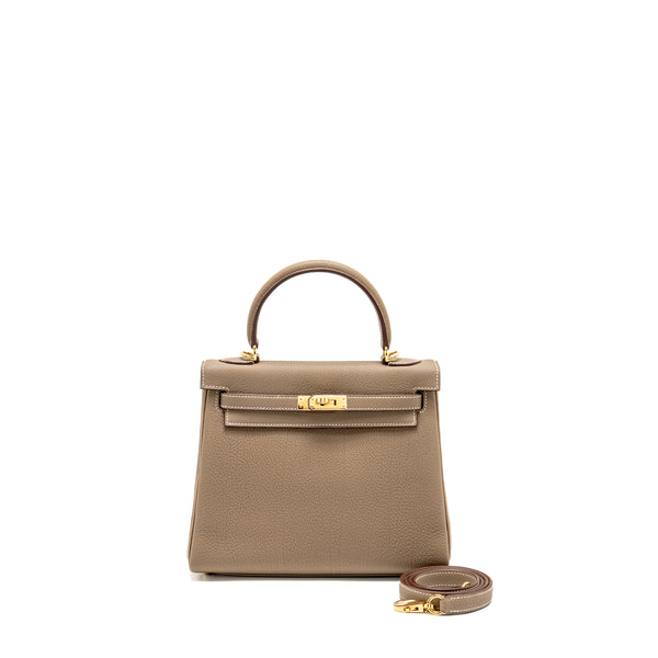 Hermes Kelly 25 Retourne TOGO Etoupe GHW Stamp W