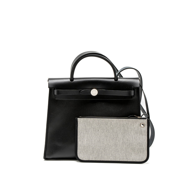 Hermes Herbag 31 Zip Bag Toile H Berline Canvas/Vache Hunter Black/Ecru SHW Stamp Z