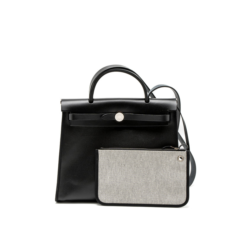 Hermes Herbag 31 Zip Bag Toile H Berline Canvas/Vache Hunter Black/Ecru SHW Stamp Z