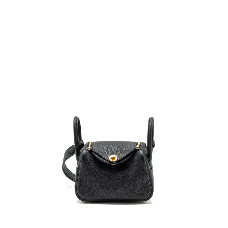 Hermes Mini Lindy Clemence Black GHW Stamp B