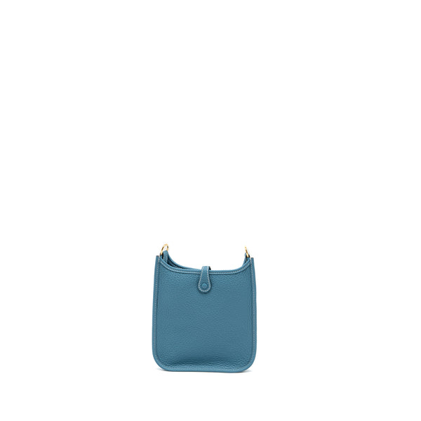 Hermes Mini Evelyne Clemence New Blue Jean GHW Stamp B