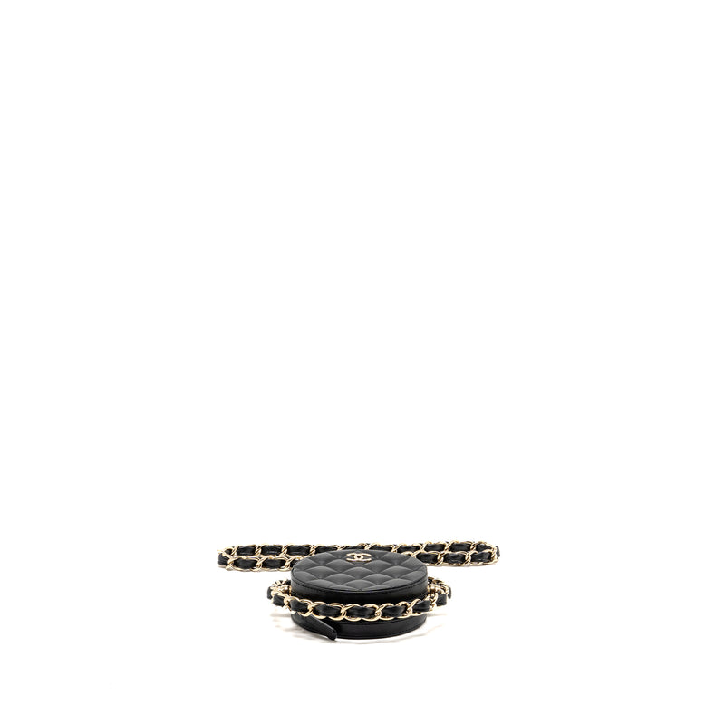 Chanel 22C Round Clutch with Chain Lambskin Black LGHW