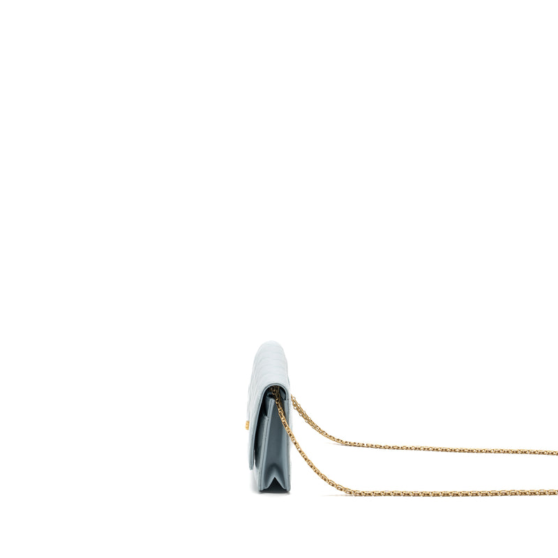 Chanel 2.55 Reissue Wallet on Chain Aged Calfskin Light Blue Brushed GHW (Microchip)