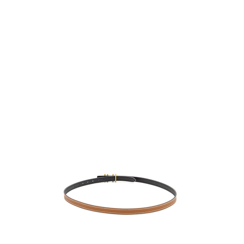 Hermes Size 75 13mm H AU CARRE Belt Reversible Leather Gold/Black GHW Stamp Z