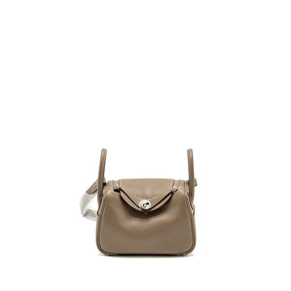 Hermes Mini Lindy II Clemence Etoupe SHW Stamp W