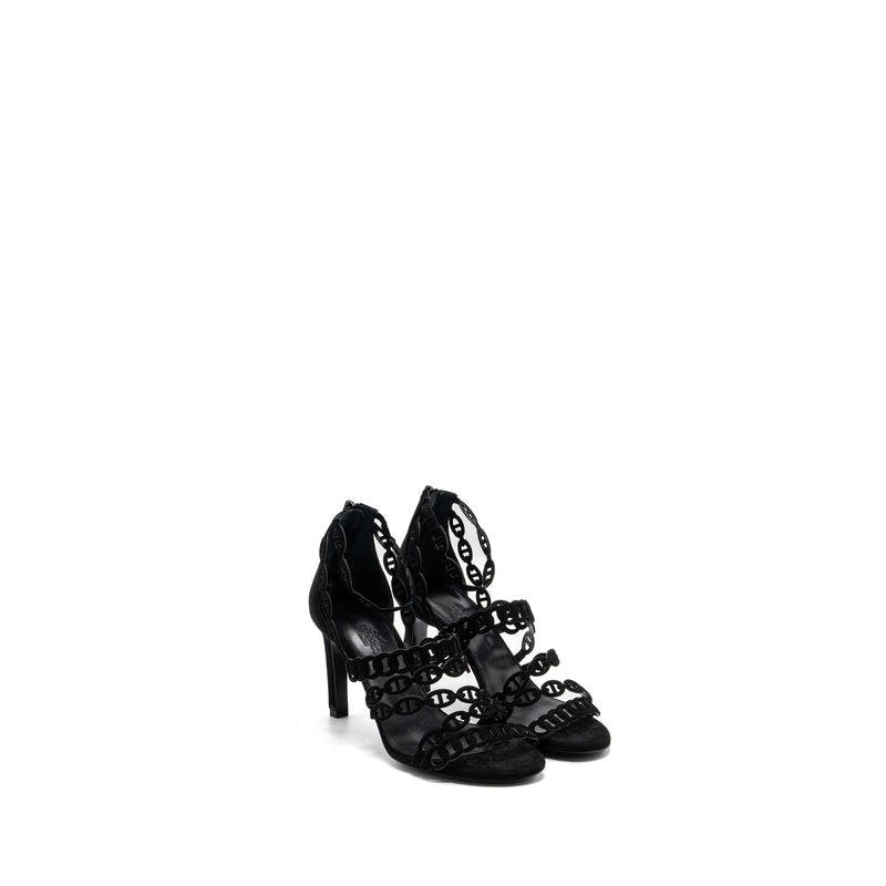 Hermes Size 36 Romy Sandals Suede Black