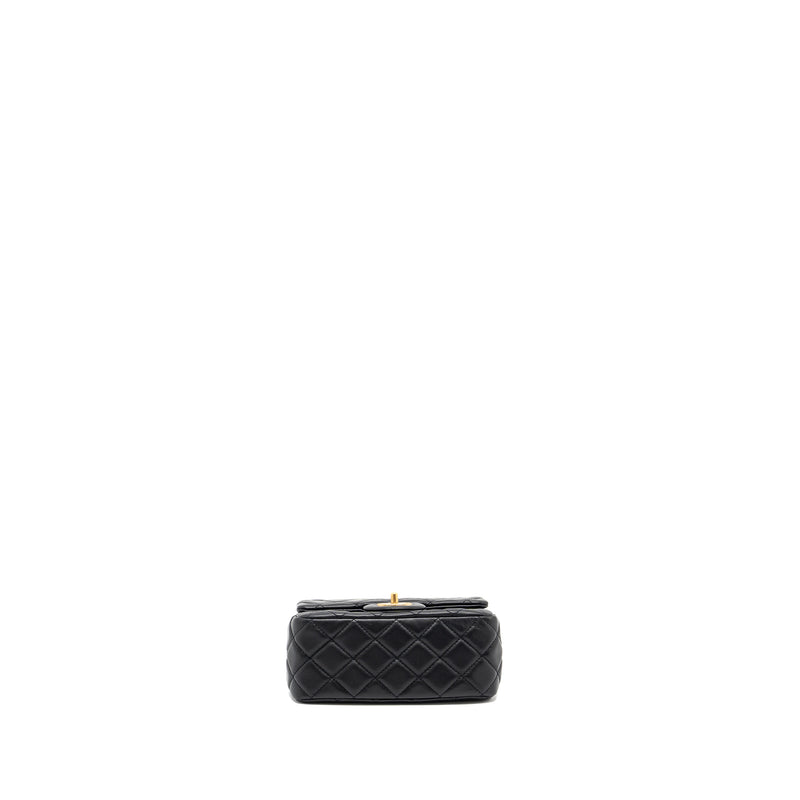 Chanel Pearl Crush Mini Square Flap Bag Lambskin Black GHW (Microchip)