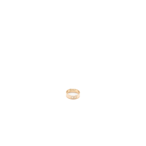 Hermes SIze 55 H D’ancre Ring Small Model Rose Gold Diamonds
