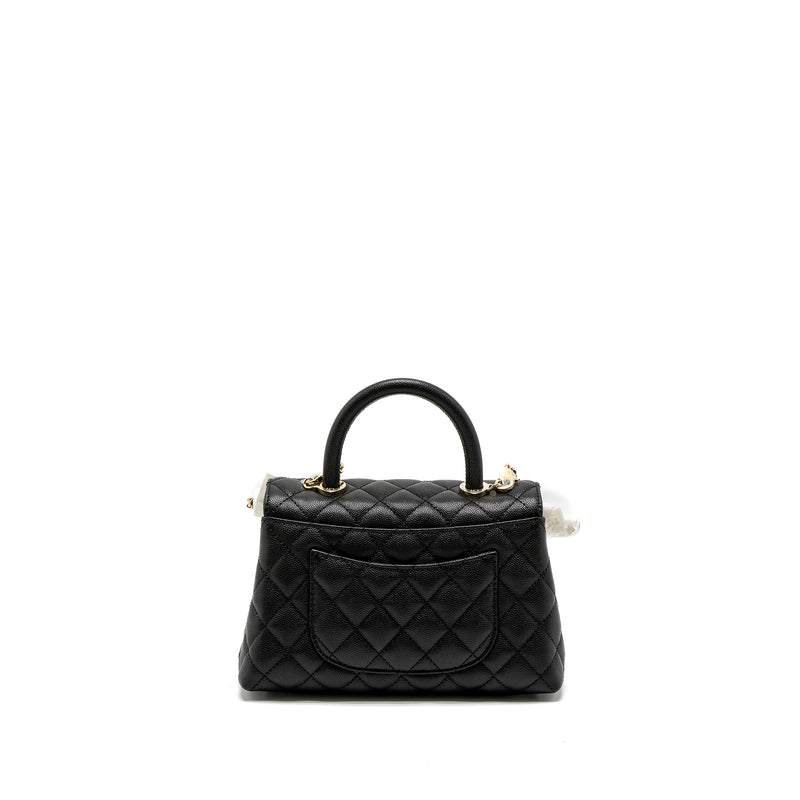 Chanel Small Coco Handle Caviar Black LGHW (Microchip)