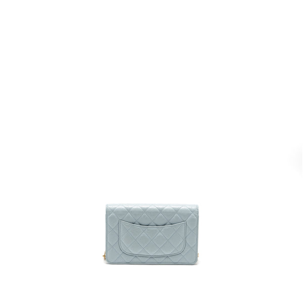 Chanel 2.55 Reissue Wallet on Chain Aged Calfskin Light Blue Brushed GHW (Microchip)