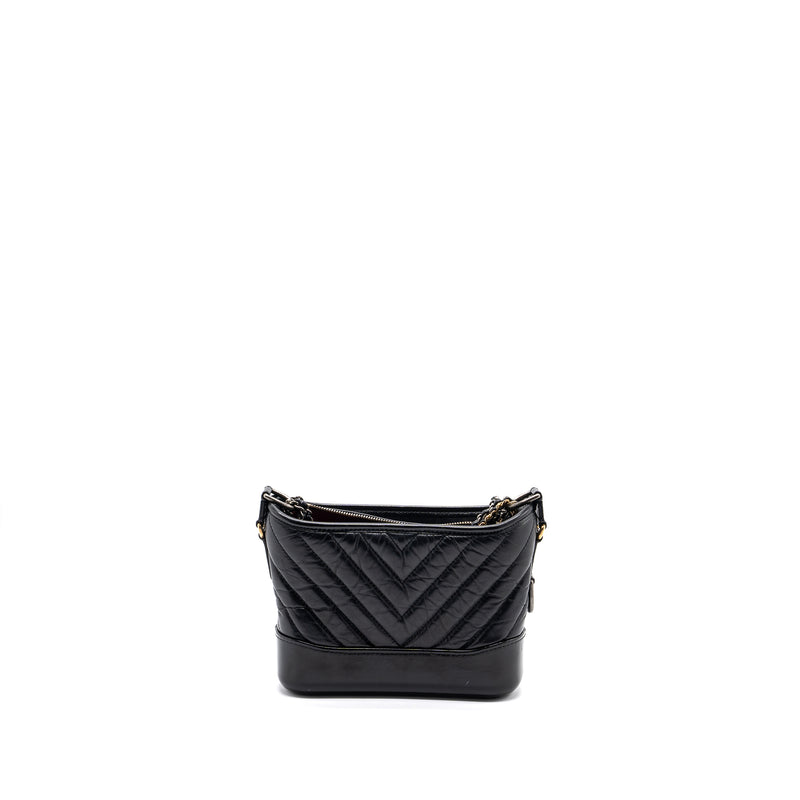Chanel chevron small Gabrielle hobo bag calfskin black multicolor hardware