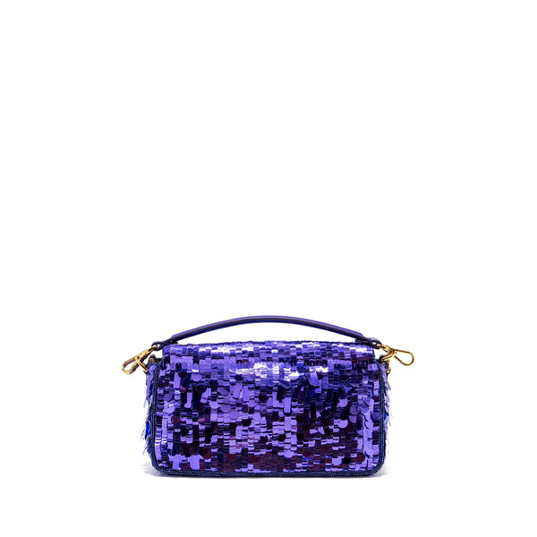 Fendi Baguette Bag Limited Edition Sequin/Leather Purple GHW