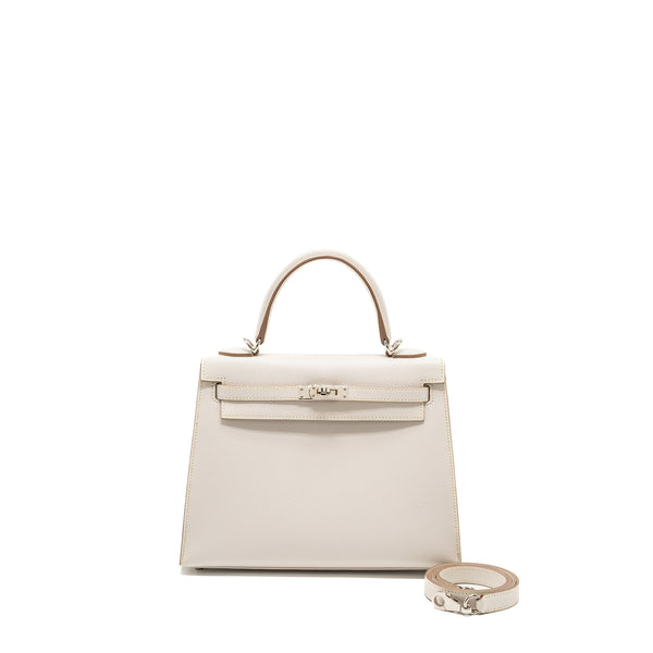 Hermes Kelly 25 Epsom Gris Pale SHW Stamp B