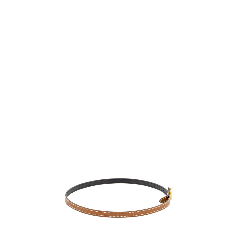 Hermes Size 75 13mm H AU CARRE Belt Reversible Leather Gold/Black GHW Stamp Z