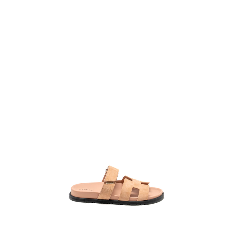 Hermes Size 37 Chypre Sandals Chèvre Goatskin / Suede Nude