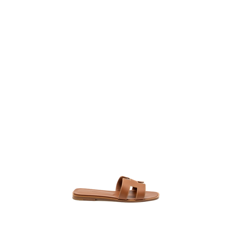 Hermes Size 37.5 Oran Sandals Calfskin Gold