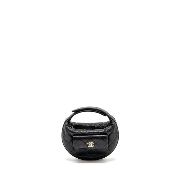 Chanel 23b Round Clutch Caviar Black LGHW (microchip)