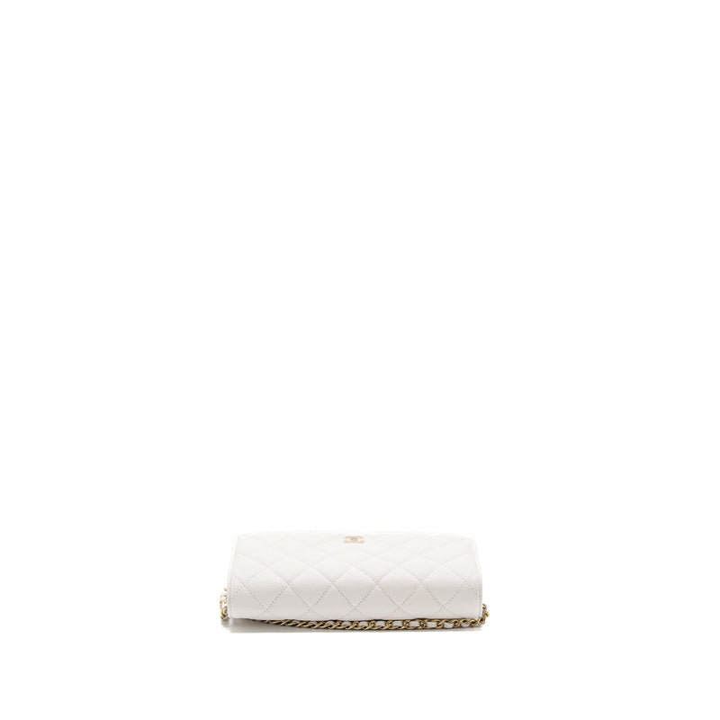 CHANEL classic wallet on chain caviar white LGHW (Microchip)