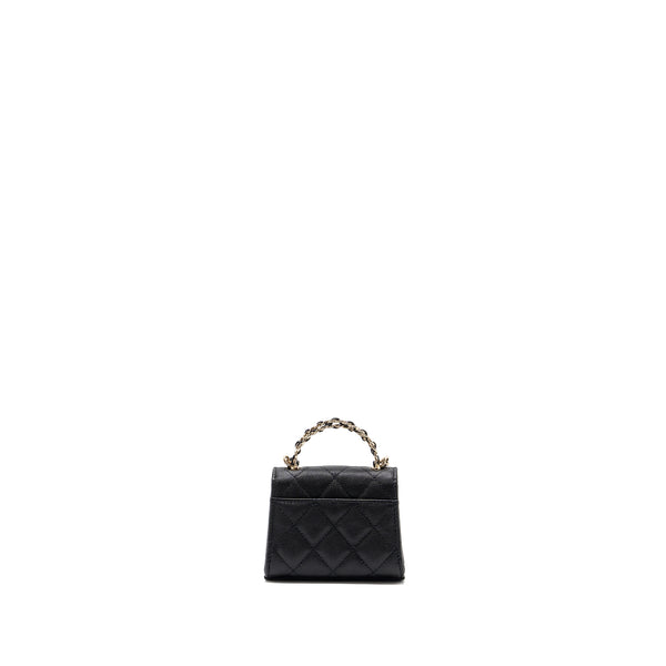 Chanel Mini Top Handle Flap Bag Caviar Black LGHW (microchip)
