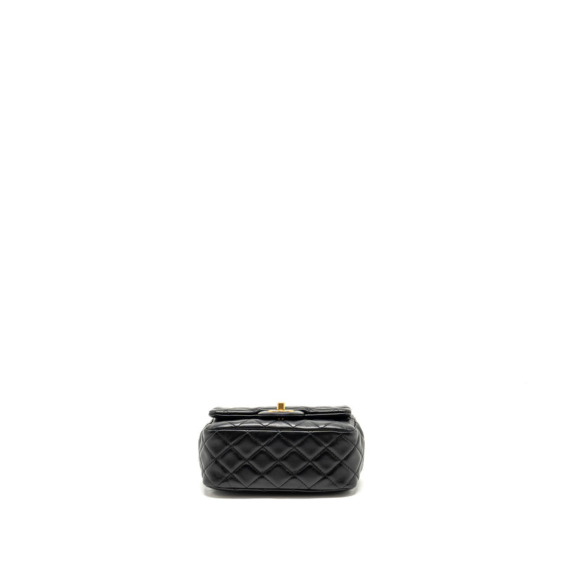 Chanel Pearl Crush Mini Square Flap Bag Lambskin Black GHW (microchip)