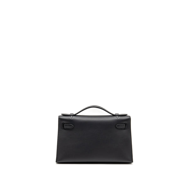 Hermes Kelly Pochette Swift Black SHW Stamp K