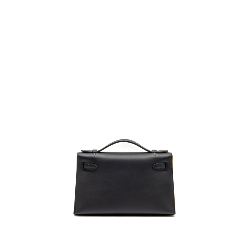 Hermes Kelly Pochette Swift Black SHW Stamp K