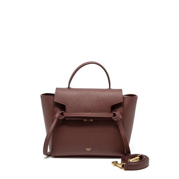 Celine Micro Belt Bag Grained Calfskin Burgundy GHW