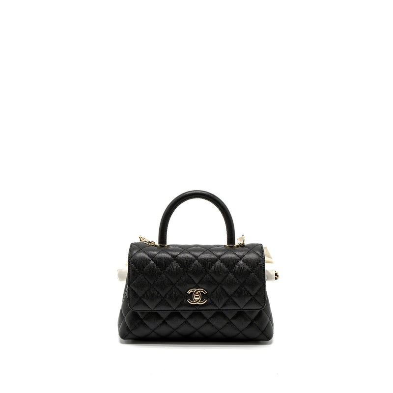 Chanel Small Coco Handle Caviar Black LGHW (Microchip)