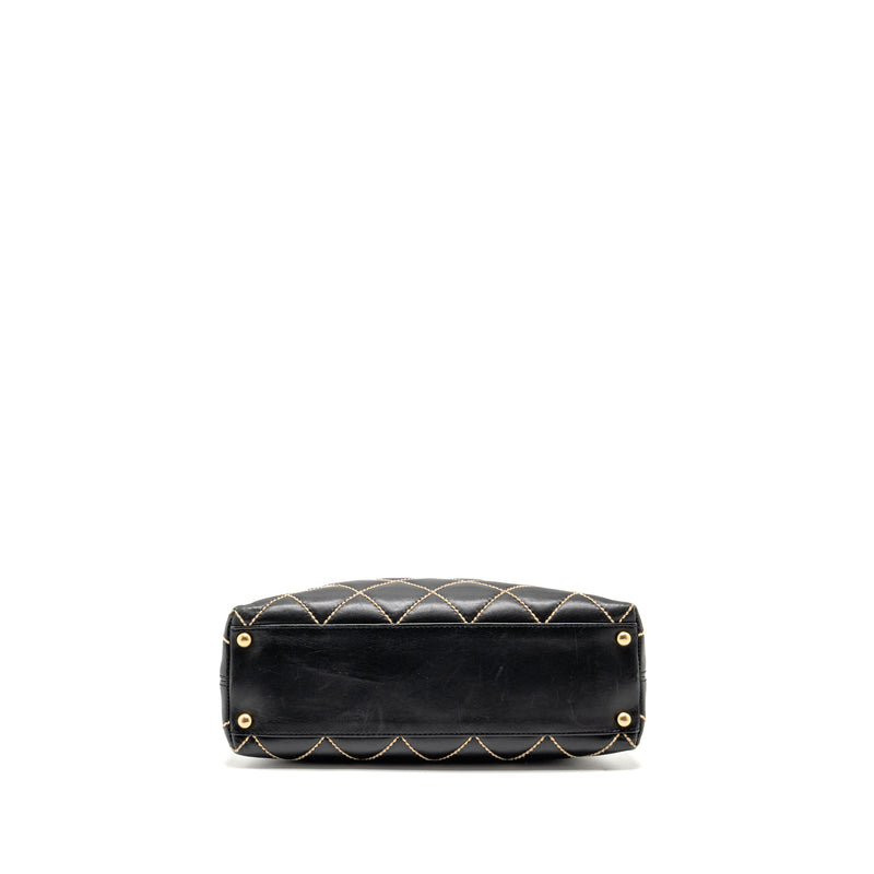 Chanel Vintage Wild Stitch Shoulder Bag Calfskin Black GHW