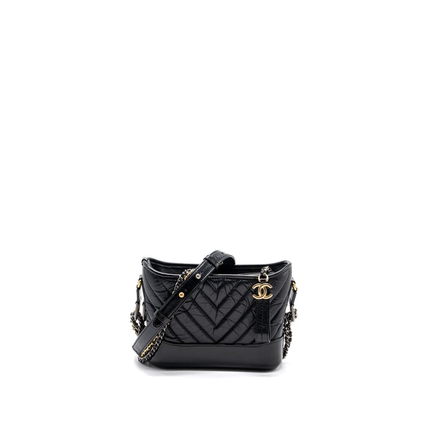 Chanel chevron small Gabrielle hobo bag calfskin black multicolor hardware