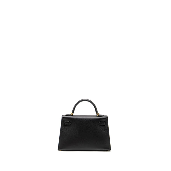 Hermes Mini Kelly II Epsom Black GHW Stamp B